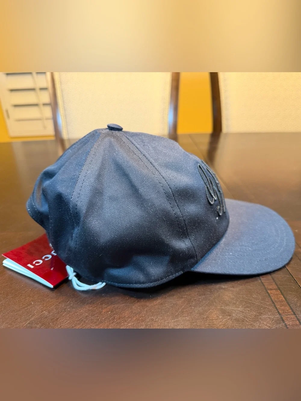 New Authentic Gucci Logo Baseball Hat Black Size L